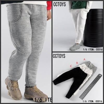 CCTOYS 1/6 soldier pants, CC016 fashion pants, mens pants, black and white sports pants